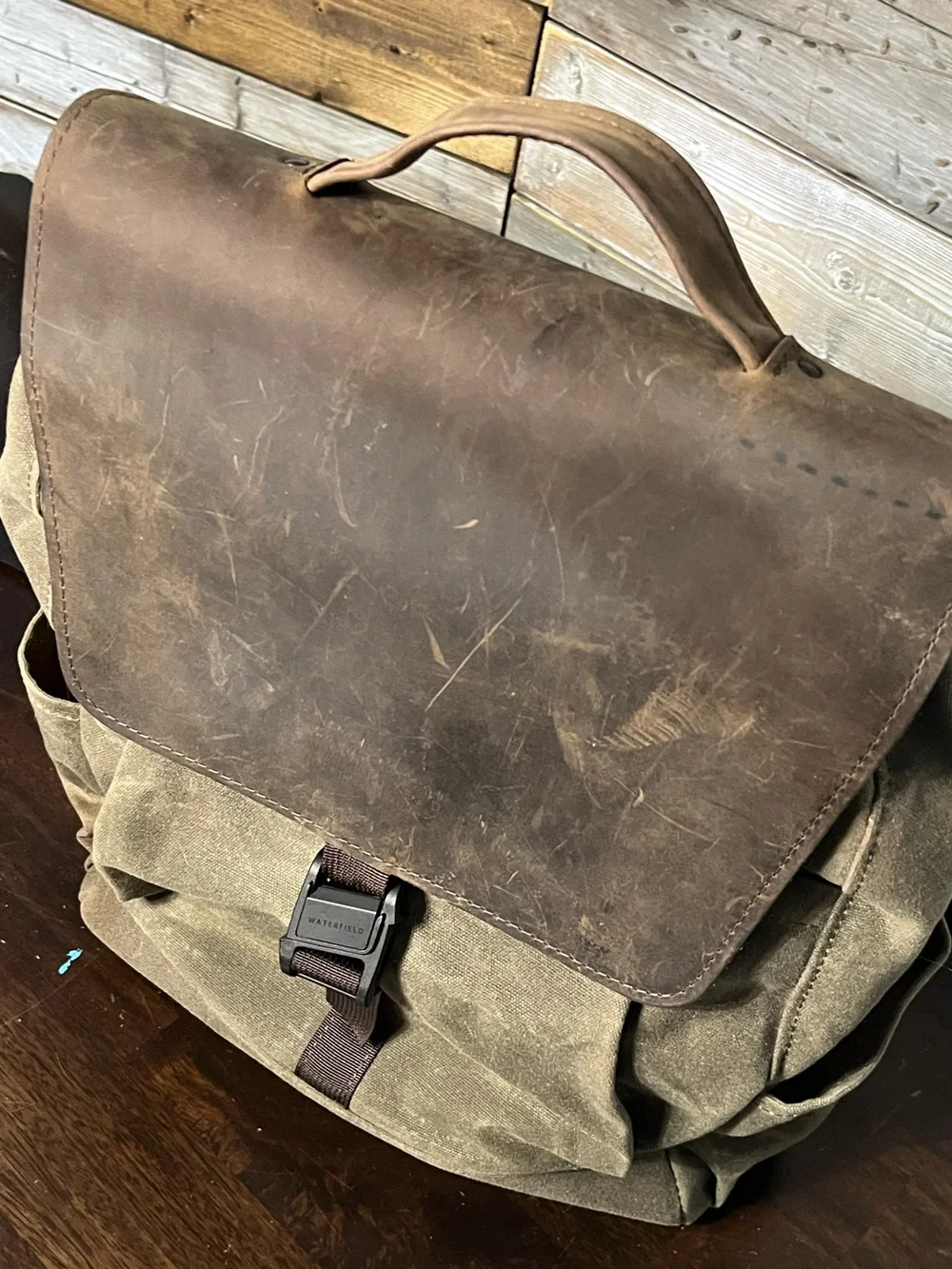 Waterfield Designs (sfbags . com) Miles Laptop Backpack, Leather, Waxed Canvas